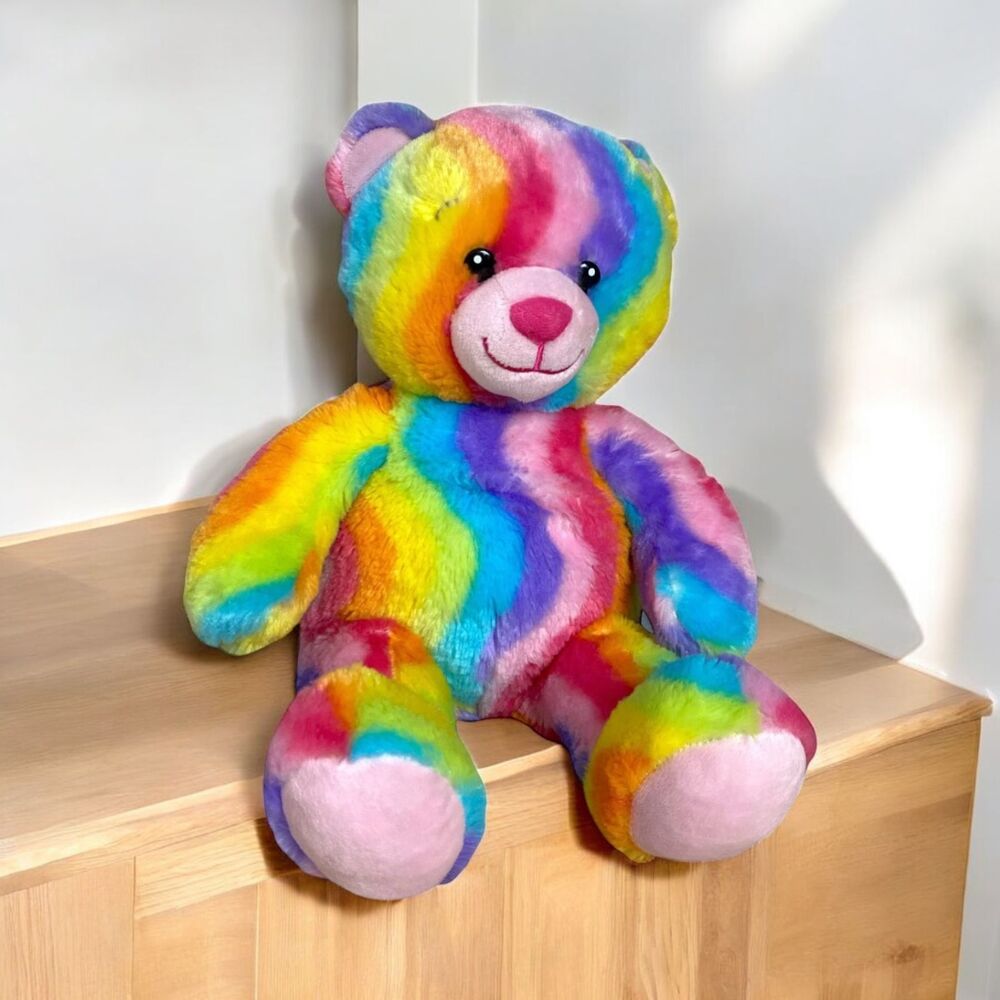 Build-A-Bear Rainbow Teddy Plush 16" Colorful Stuffed Animal 2012 VHTF